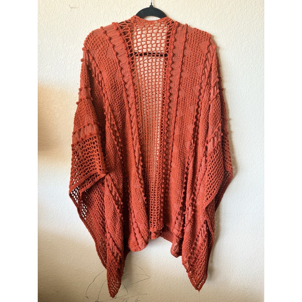 Riah Fashions Boho l Print Scarf Wrap Cover Up Orange Womens OS Crochet - Picture 4 of 7